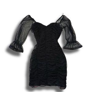 Ruffled Black Scrunch Dress